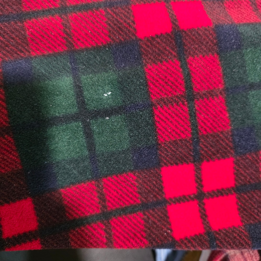 Vintage Gap Fleece Pullover M Red Green Mens 1/4 Zip Plaid Polyester Mock Neck - Picture 5 of 10